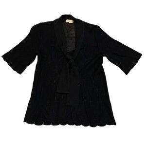 Vintage FOSTERS Black Made in Italy Sheer Knit Cardigan Wrap Sweater Small